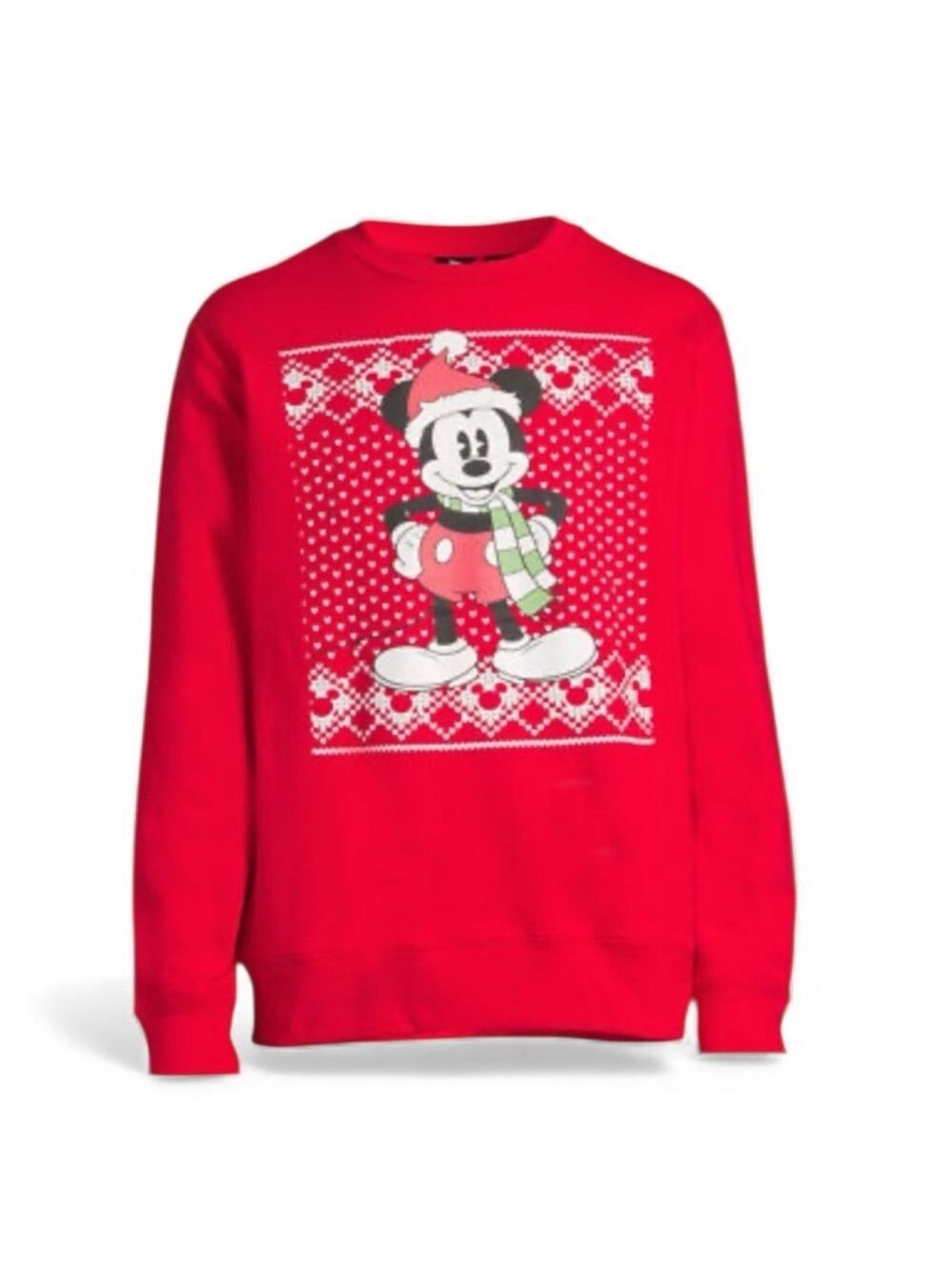 Disney Mickey Mouse Light Up Christmas Adult Red Sweatshirt Ugly Sweater Large